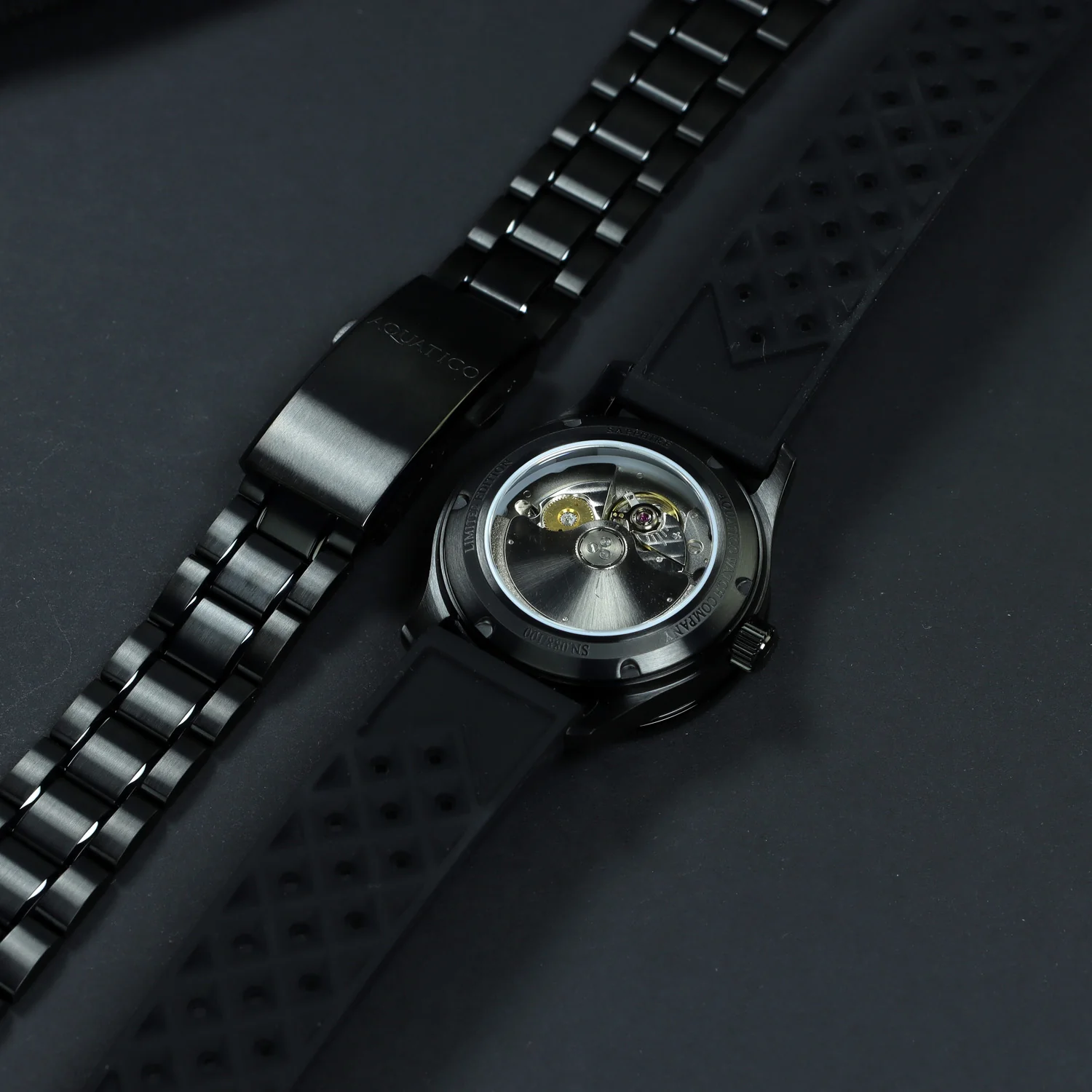 Aquatico Sea Dragon Tritium T100 氣燈  DLC Black Dial 潛水機械錶
