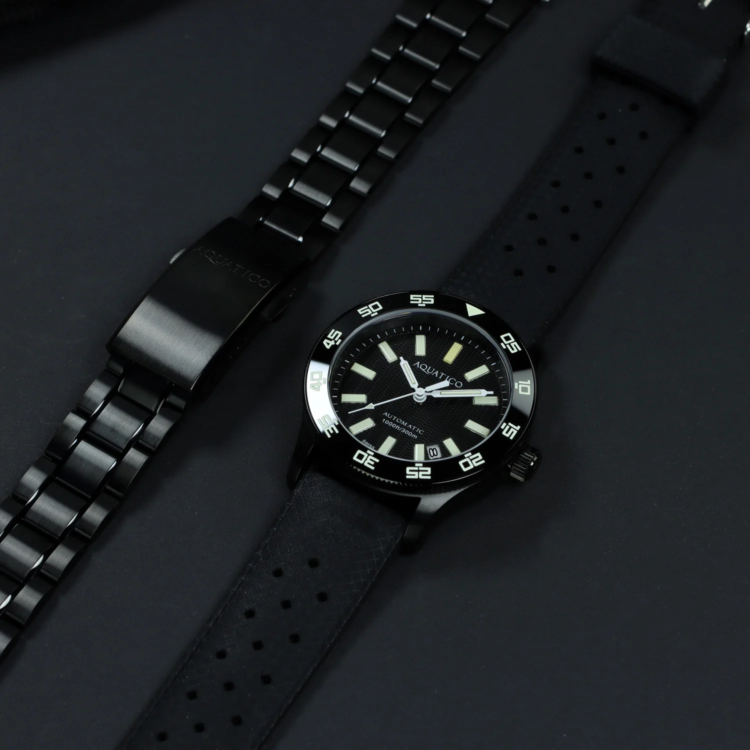 Aquatico Sea Dragon Tritium T100 氣燈  DLC Black Dial 潛水機械錶