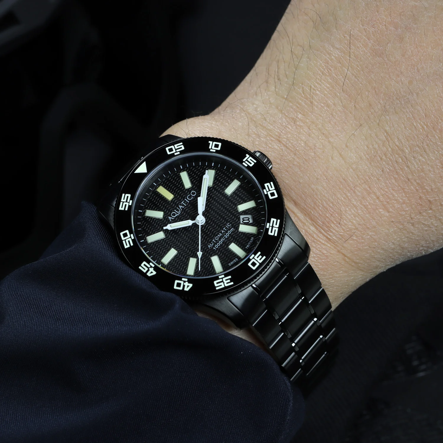 Aquatico Sea Dragon Tritium T100 氣燈  DLC Black Dial 潛水機械錶