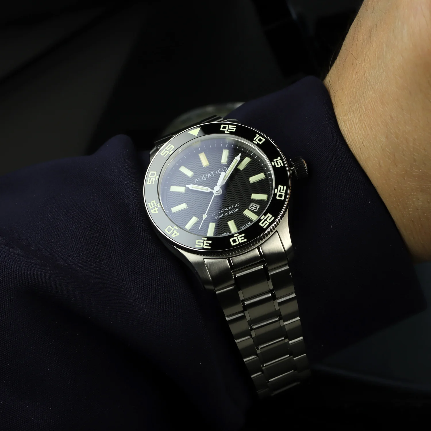Aquatico Sea Dragon Tritium T100氣燈 潛水機械錶  Black Dial