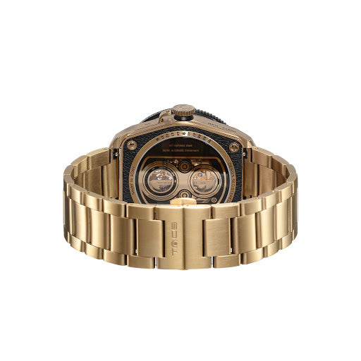 TACS ATL 復古黑金雙鏡頭自動錶 Automatic Twin Lens Retro Gold 2002D 金色鋼帶