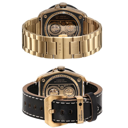 TACS ATL 復古黑金雙鏡頭自動錶 Automatic Twin Lens Retro 2002BZ Gold Limited Exclusive Box Set 黑色皮帶 + 金色鋼帶