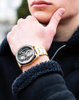 TACS ATL 復古黑金雙鏡頭自動錶 Automatic Twin Lens Retro Gold 2002D 金色鋼帶